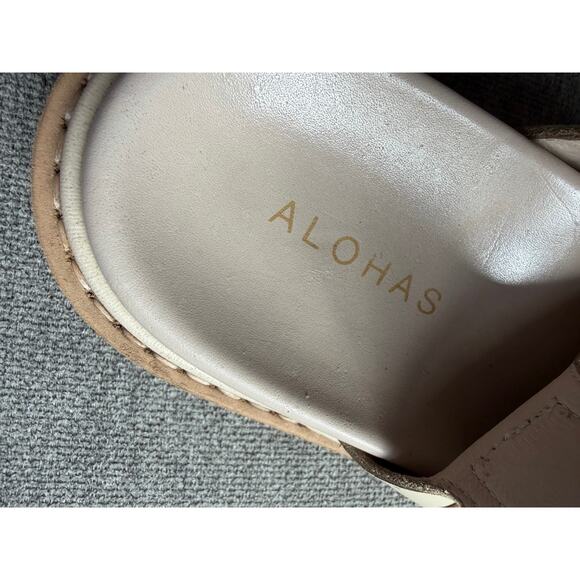 ALOHAS Harper Leather Slingback Buckled Sandal Cream Sz 38 US 7 - Picture 12 of 16